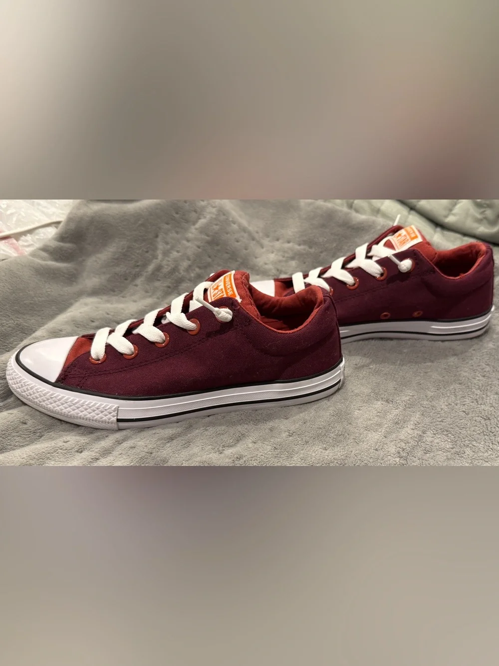 Converse Kids Burgundy and White Low Top Sneakers